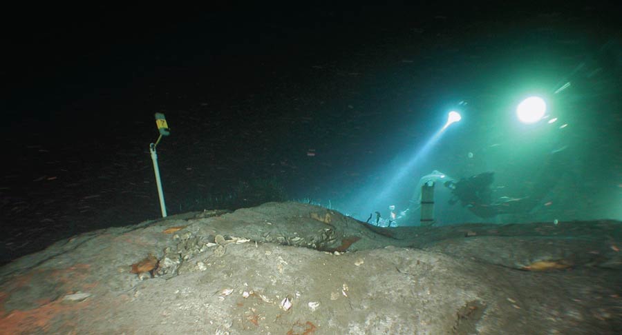 At the Seafloor Observatory, scientists research gas hydrates.