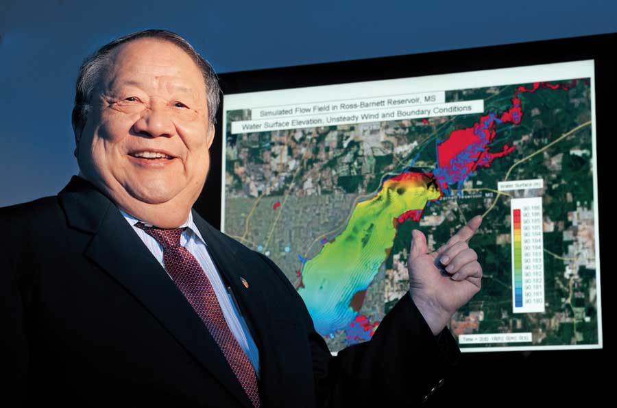 Dr. Sam Wang utilizes computational modeling to simulate water flow. These predictors allow for planned reactions in the event of flooding emergencies.
