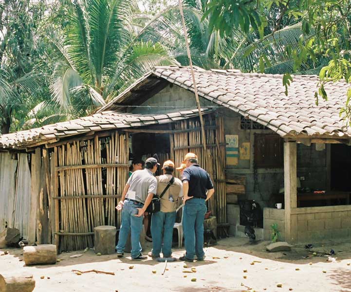 Workers gathering information in El Salvador walked to their destinations when vehicles could get no farther on dirt roads.