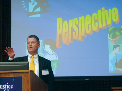 Dan Larkin speaking during his presentation