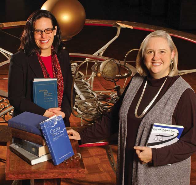 Attorneys Jacqueline Serrao (left) and Joanne Gabrynowicz of the National Center for Remote Sensing, Air and Space Law